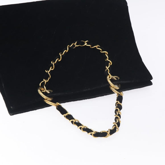 CHANEL Matelasse COCO Mark Chain Hand Bag Velor Black Silver CC Auth 130198