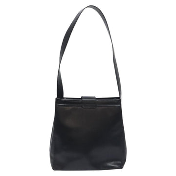 Salvatore Ferragamo Vala Shoulder Bag Leather Black Gold Auth 130219 - 0