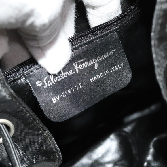 Salvatore Ferragamo Backpack Nylon Black Silver Auth 130220