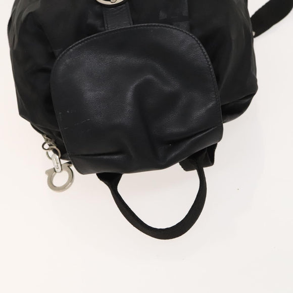 Salvatore Ferragamo Backpack Nylon Black Silver Auth 130220