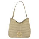 GIVENCHY Staggered Pattern Shoulder Bag Canvas Beige Auth 130221-13