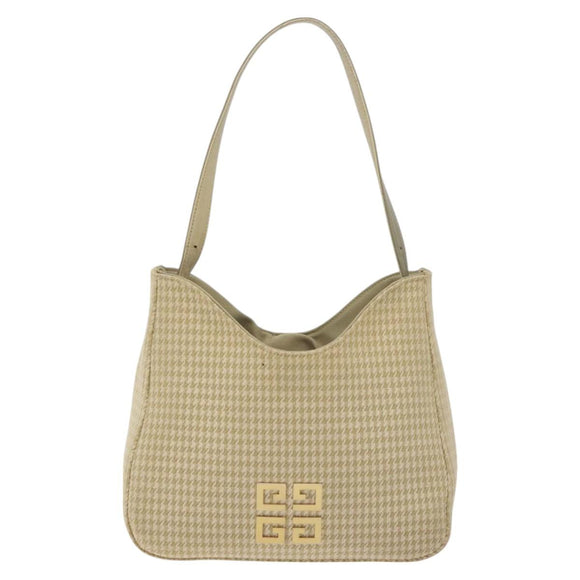 GIVENCHY Staggered Pattern Shoulder Bag Canvas Beige Auth 130221