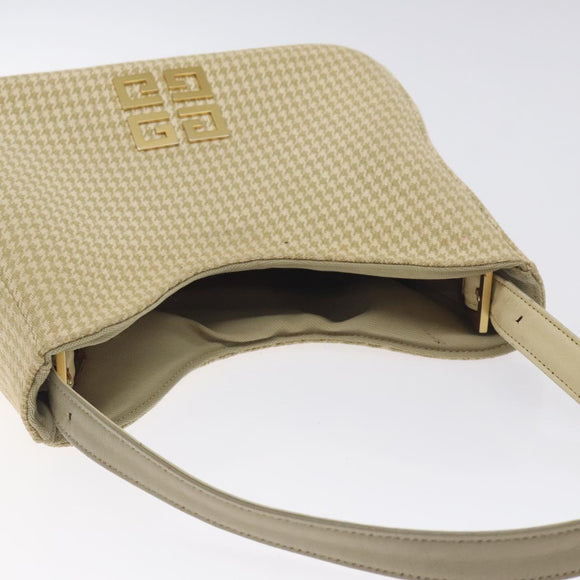 GIVENCHY Staggered Pattern Shoulder Bag Canvas Beige Auth 130221