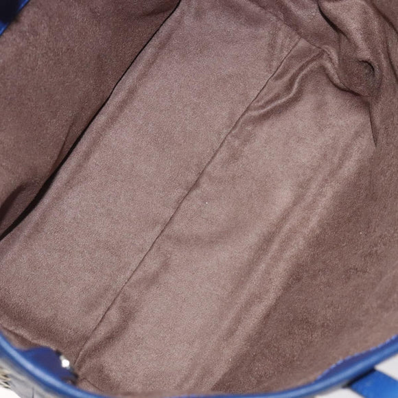 Jimmy Choo Studs Tote Bag Leather Blue Gold Auth 130222