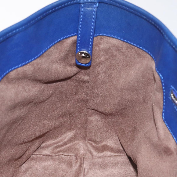 Jimmy Choo Studs Tote Bag Leather Blue Gold Auth 130222