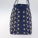 Jimmy Choo Studs Tote Bag Leather Blue Gold Auth 130222-4