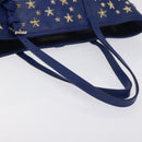 Jimmy Choo Studs Tote Bag Leather Blue Gold Auth 130222-7