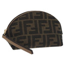 FENDI Zucca Canvas Pouch Black Brown Auth 130225V-1