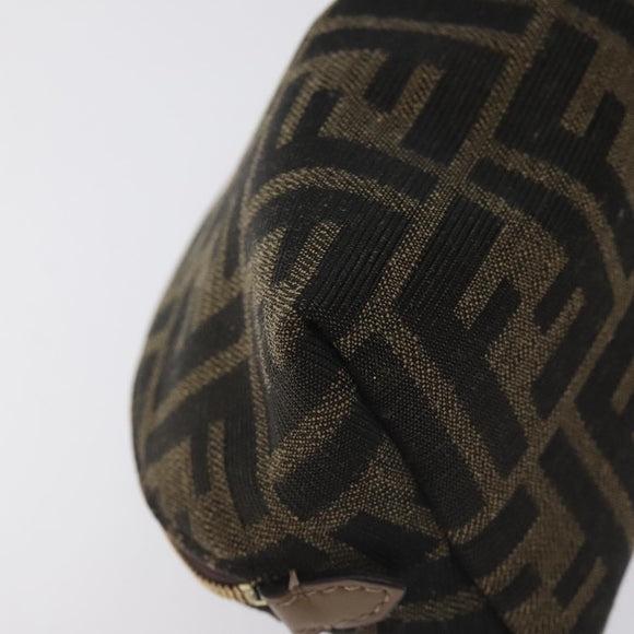 FENDI Zucca Canvas Pouch Black Brown Auth 130225V