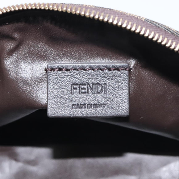 FENDI Zucca Canvas Pouch Black Brown Auth 130225V