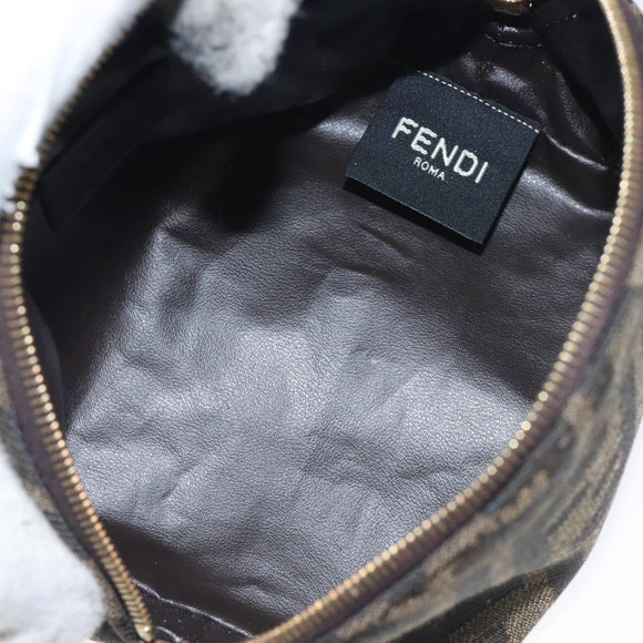 FENDI Zucca Canvas Pouch Black Brown Auth 130225V