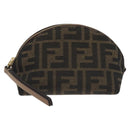 FENDI Zucca Canvas Pouch Black Brown Auth 130225V-13