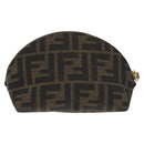 FENDI Zucca Canvas Pouch Black Brown Auth 130225V-2