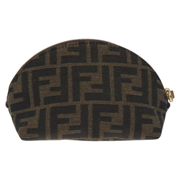 FENDI Zucca Canvas Pouch Black Brown Auth 130225V - 0
