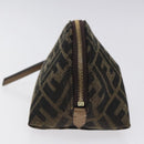 FENDI Zucca Canvas Pouch Black Brown Auth 130225V-3