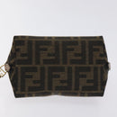 FENDI Zucca Canvas Pouch Black Brown Auth 130225V-6