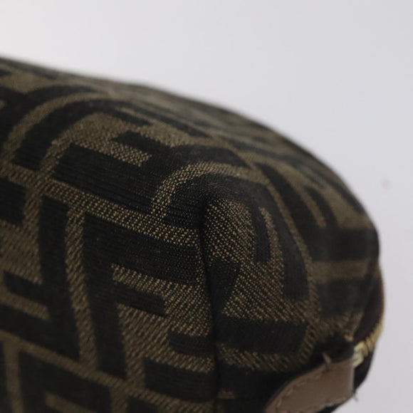 FENDI Zucca Canvas Pouch Black Brown Auth 130225V