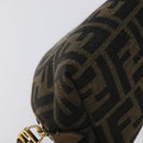 FENDI Zucca Canvas Pouch Black Brown Auth 130225V-14