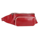 PRADA Body Bag Leather Silver Red Auth 130229V-1