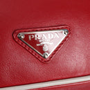 PRADA Body Bag Leather Silver Red Auth 130229V-17