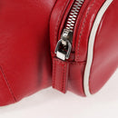 PRADA Body Bag Leather Silver Red Auth 130229V-18