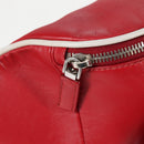 PRADA Body Bag Leather Silver Red Auth 130229V-10