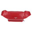 PRADA Body Bag Leather Silver Red Auth 130229V-2
