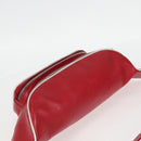 PRADA Body Bag Leather Silver Red Auth 130229V-6