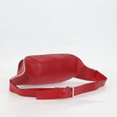 PRADA Body Bag Leather Silver Red Auth 130229V-7