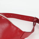 PRADA Body Bag Leather Silver Red Auth 130229V-8
