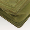 CHANEL Chain Matelasse Boy Chanel Shoulder Bag Suede Green CC Auth 130248-12