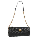 VERSACE Chain Shoulder Bag Leather Black Gold Auth 130252-1
