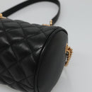VERSACE Chain Shoulder Bag Leather Black Gold Auth 130252-8