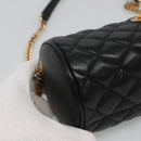 VERSACE Chain Shoulder Bag Leather Black Gold Auth 130252-15