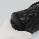 VERSACE Chain Shoulder Bag Leather Black Gold Auth 130252-17