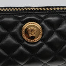 VERSACE Chain Shoulder Bag Leather Black Gold Auth 130252-18
