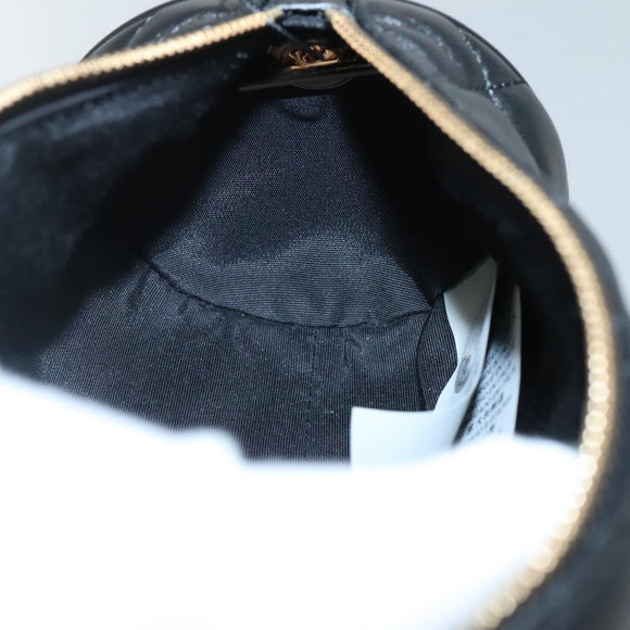 VERSACE Chain Shoulder Bag Leather Black Gold Auth 130252