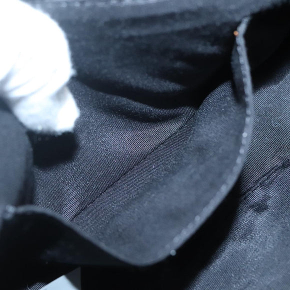 VERSACE Chain Shoulder Bag Leather Black Gold Auth 130252