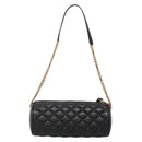 VERSACE Chain Shoulder Bag Leather Black Gold Auth 130252-2