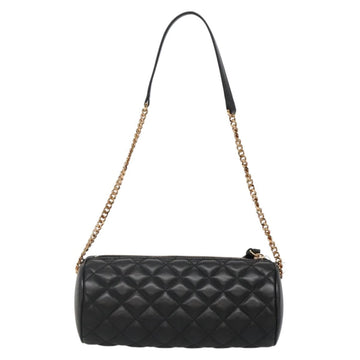 VERSACE Chain Shoulder Bag Leather Black Gold Auth 130252 - 0