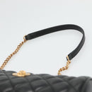 VERSACE Chain Shoulder Bag Leather Black Gold Auth 130252-14