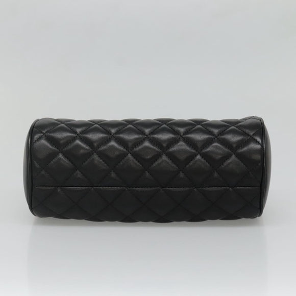 VERSACE Chain Shoulder Bag Leather Black Gold Auth 130252