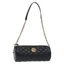 VERSACE Chain Shoulder Bag Leather Black Gold Auth 130253-1