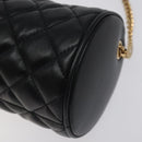 VERSACE Chain Shoulder Bag Leather Black Gold Auth 130253-9