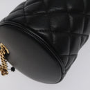 VERSACE Chain Shoulder Bag Leather Black Gold Auth 130253-14