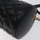 VERSACE Chain Shoulder Bag Leather Black Gold Auth 130253-15
