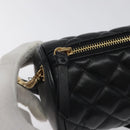 VERSACE Chain Shoulder Bag Leather Black Gold Auth 130253-10