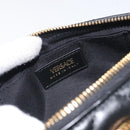 VERSACE Chain Shoulder Bag Leather Black Gold Auth 130253-18