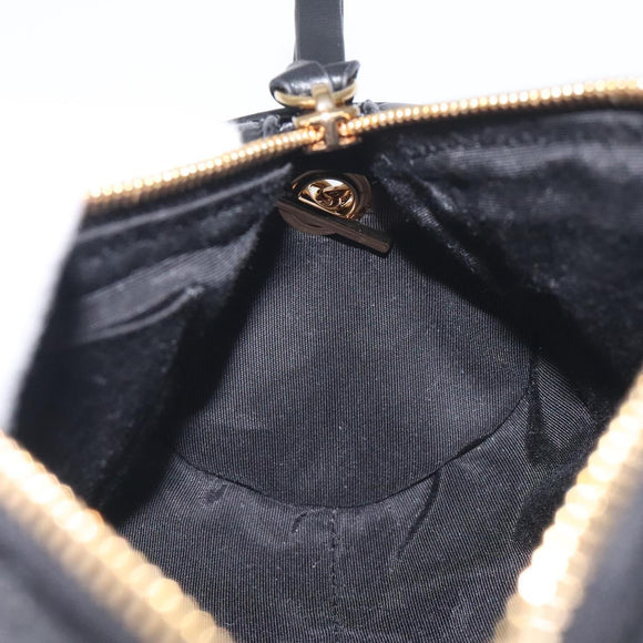 VERSACE Chain Shoulder Bag Leather Black Gold Auth 130253