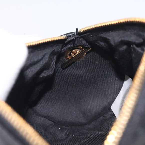 VERSACE Chain Shoulder Bag Leather Black Gold Auth 130253